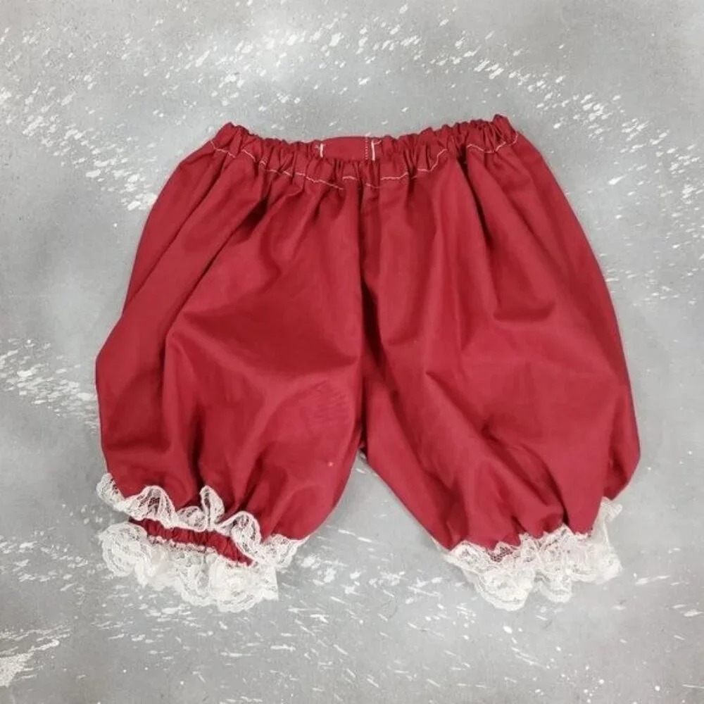 Vintage Lace Full Circle Pinafore Dress Bloomer Set Red Stripe Holiday Twirl - Picture 4 of 10